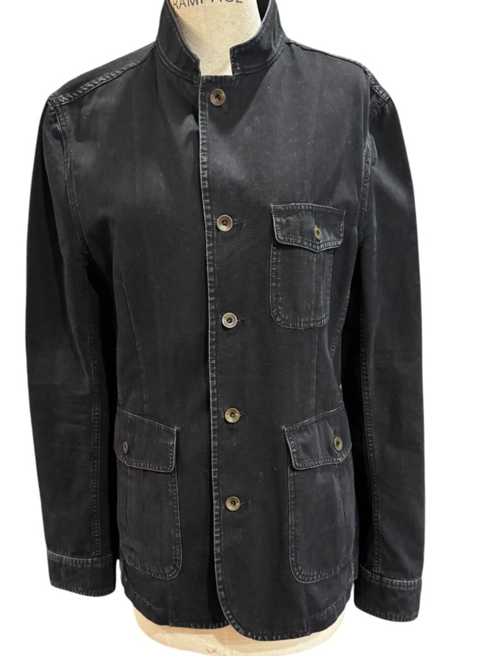 rag & bone Black Cotton Utility Chore Coat Jacket Size 40 - Picture 2 of 6